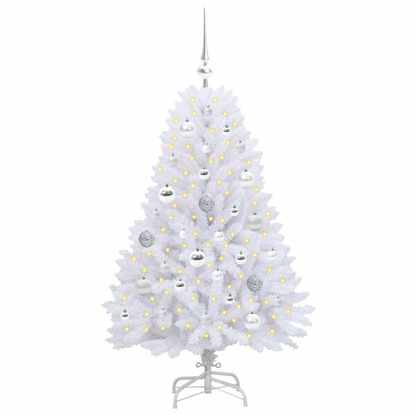 vidaXL &Aacute;rvore de Natal Articulada Artificial Branco 120 cm PVC e A&ccedil;o
