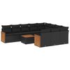 vidaXL 11 pcs conjunto sof&aacute;s de jardim c/ almofad&otilde;es vime PE preto