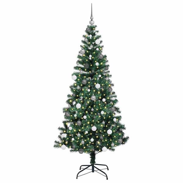 vidaXL &Aacute;rvore de Natal Artificial Pr&eacute;-iluminada Verde 210 cm