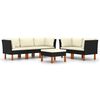 vidaXL 6 pcs conjunto lounge de jardim c/ almofad&otilde;es vime PE preto