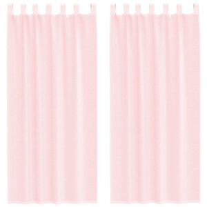 vidaXL Cortinas de voile com la&ccedil;os 2 pcs rosa-claro 140x245 cm