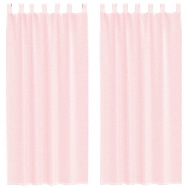 vidaXL Cortinas de voile com la&ccedil;os 2 pcs rosa-claro 140x245 cm