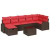 vidaXL Conjunto de Sof&aacute;s 8 unid. 7-N&uacute;mero de lugares Marrom e Vermelho