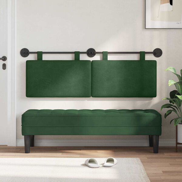 vidaXL Cabeceira Suspensa Liso Verde Selva 150 x 55 x 5 cm