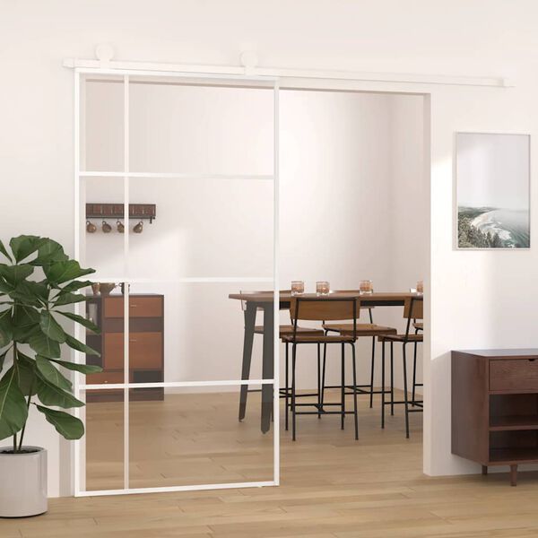 vidaXL Porta deslizante em vidro ESG e alum&iacute;nio 102,5x205 cm branco