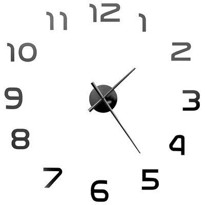 vidaXL Relógio de parede 3D com design moderno 100 cm XXL preto