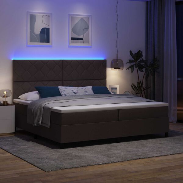 vidaXL Cama Box com colch&atilde;o Castanho escuro 200 x 200 cm tecido