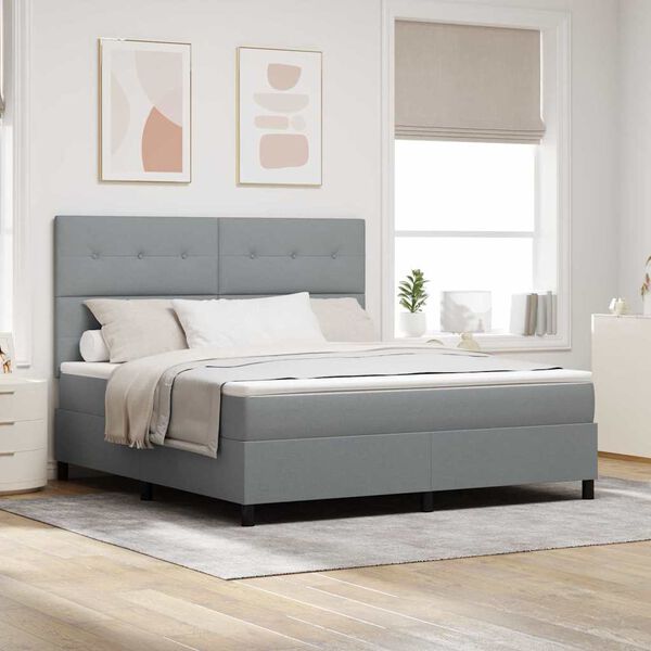 vidaXL Cama Box com colch&atilde;o Cinzento-claro 180 x 200 cm tecido