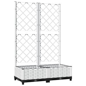 vidaXL Vaso/floreira de jardim c/ treli&ccedil;a 80x40x121,5 cm PP branco