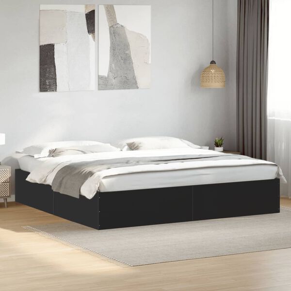 vidaXL Estrutura de cama 180x200 cm derivados de madeira preto