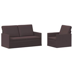 vidaXL Conjunto de Sof&aacute;s 2 pcs Marrom Escuro Tecido