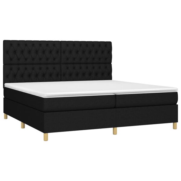 vidaXL Cama box spring c/ colch&atilde;o e LED 200x200 cm tecido preto