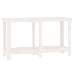 vidaXL Banco de trabalho 140x50x80 cm pinho maci&ccedil;o branco