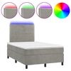 vidaXL Cama box spring c/ colch&atilde;o/LED 120x200 cm veludo cinzento-claro