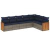 vidaXL Conjunto de sof&aacute; de jardim com 7 pe&ccedil;as e almofadas em rattan sint&eacute;tico cinza