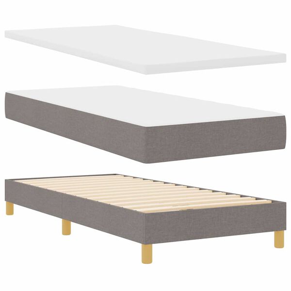 vidaXL Cama Box com colch&atilde;o Cinzento-acastanhado 90 x 190 cm tecido