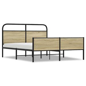 vidaXL Estrutura de cama sem colch&atilde;o 160x200cm metal carvalho sonoma