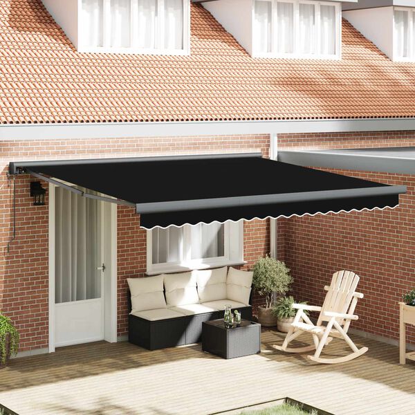 vidaXL Toldo Preto 400 &times; 300 cm Poli&eacute;ster e Alum&iacute;nio