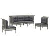 vidaXL 5 pcs conjunto lounge de jardim c/ almofadões vime PE cinzento