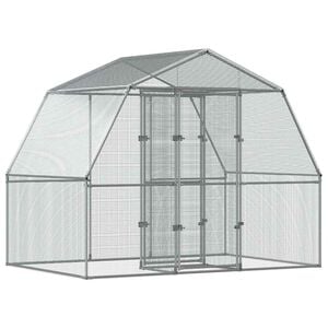 vidaXL Gaiola para p&aacute;ssaros com porta a&ccedil;o galvanizado prateado