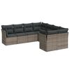 vidaXL 8 pcs conjunto sofás de jardim c/ almofadões vime PE cinzento