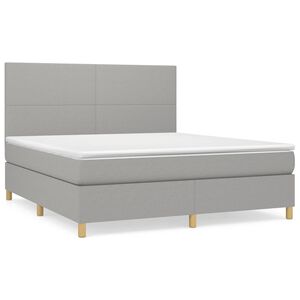 vidaXL Cama com molas/colch&atilde;o 160x200 cm tecido cinzento-claro
