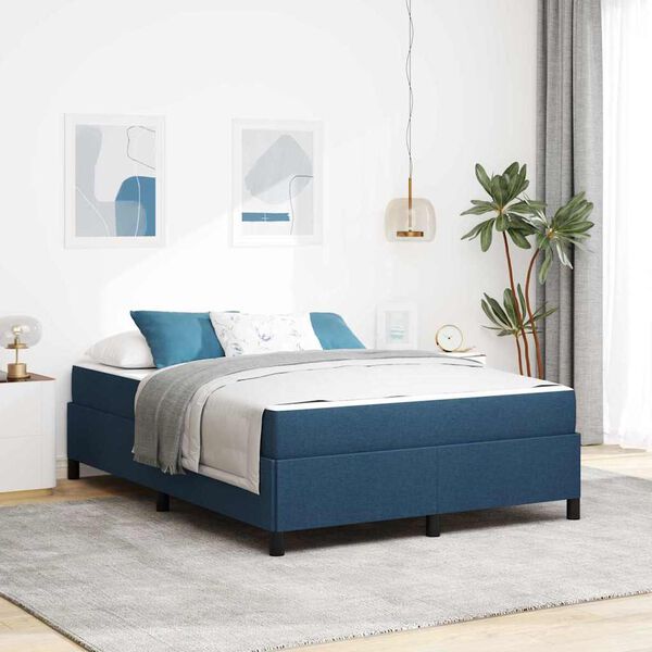 vidaXL Cama Box Azul 140 x 200 cm tecido