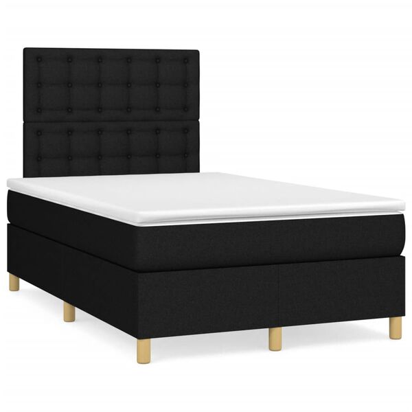 vidaXL Cama boxspring com colch&atilde;o 120x190 cm tecido preto