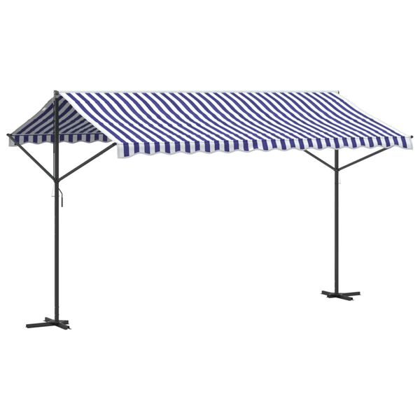 vidaXL Toldo de p&eacute; 400x300 cm tecido e a&ccedil;o azul e branco