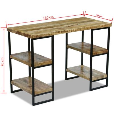 vidaXL Mesa de escritório madeira de mangueira 110x50x76 cm