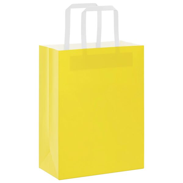 vidaXL Sacos de papel 250 unid com al&ccedil;as amarelo 21x11x28 cm