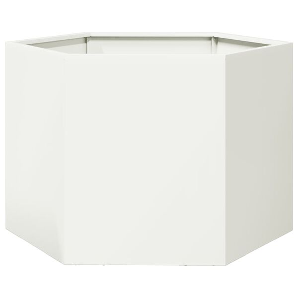 vidaXL Vaso/floreira de jardim hexagonal 69x60x45 cm a&ccedil;o branco