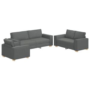 vidaXL Sof&aacute; 3 pcs Cinza Escuro 220 x 80 x 84 cm