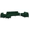 vidaXL 4pcs conjunto sof&aacute;s c/ almofadas/almofad&otilde;es veludo verde-escuro