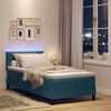 vidaXL Cama Box Spring LED com colch&atilde;o Azul Escuro 90 x 190 cm Veludo