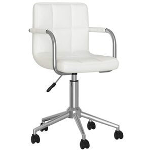 vidaXL Cadeira de jantar girat&oacute;ria couro artificial branco