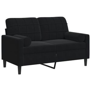vidaXL Sof&aacute; 2 lugares c/ almofadas decorativas 120 cm veludo preto