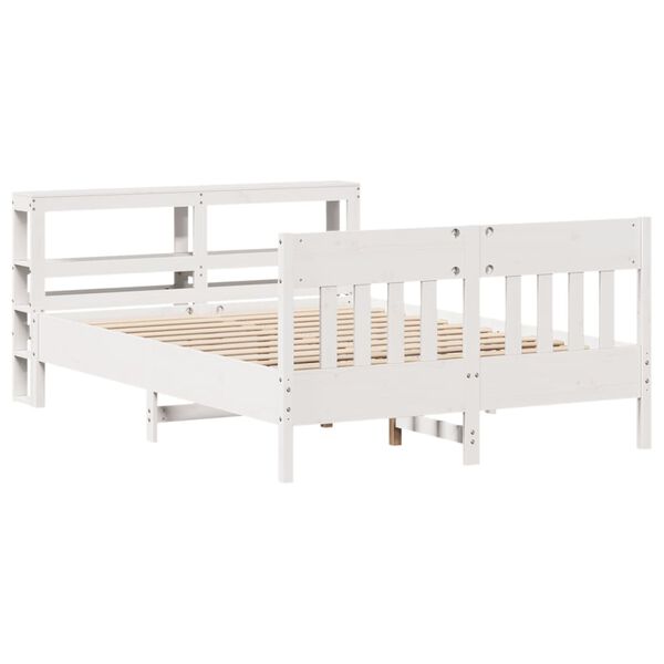 vidaXL Cama sem colch&atilde;o 150x200 cm madeira de pinho maci&ccedil;a branco