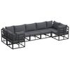 vidaXL Conjunto de Sof&aacute; de Jardim 7 unid. Preto Alum&iacute;nio