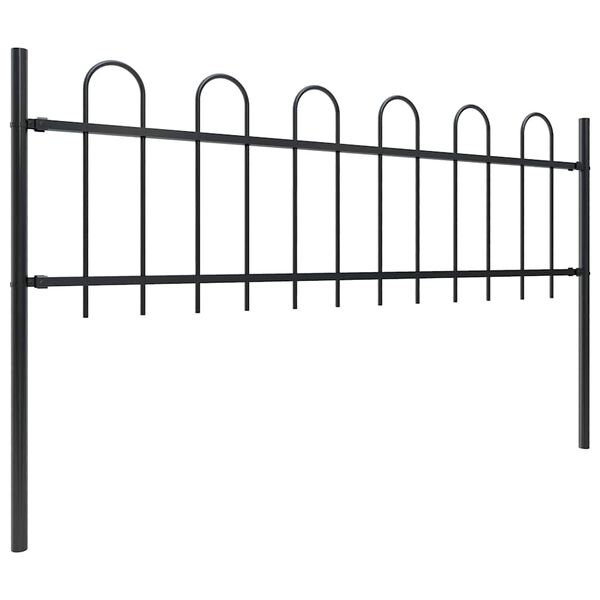 vidaXL Cerca de jardim com arco superior em a&ccedil;o 1781,5x60 cm preta