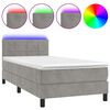 vidaXL Cama box spring c/ colch&atilde;o/LED 90x190 cm veludo cinzento-claro
