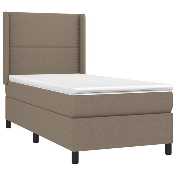 vidaXL Cama box spring + colch&atilde;o/LED 90x200cm tecido cinza-acastanhado