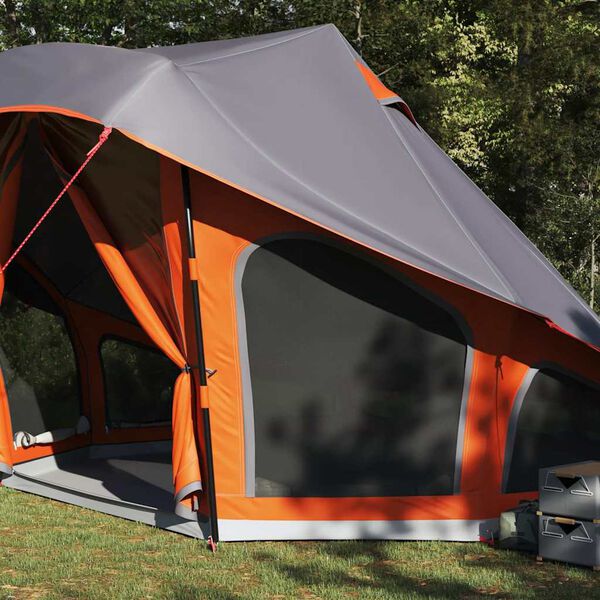 vidaXL Barraca Tipi Familiar Manual Cinza e Laranja 508 x 470 x 300 cm