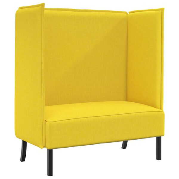 vidaXL Sof&aacute; de Encosto Alto 101cm Amarelo-claro tecido