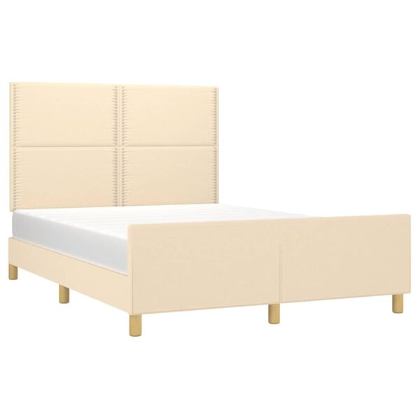 vidaXL Estrutura de cama sem colchão 140x200 cm tecido cor creme