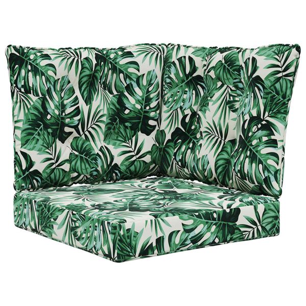 vidaXL Almofada para Sof&aacute; Externo 3 pcs Padr&atilde;o de Folhas Poli&eacute;ster