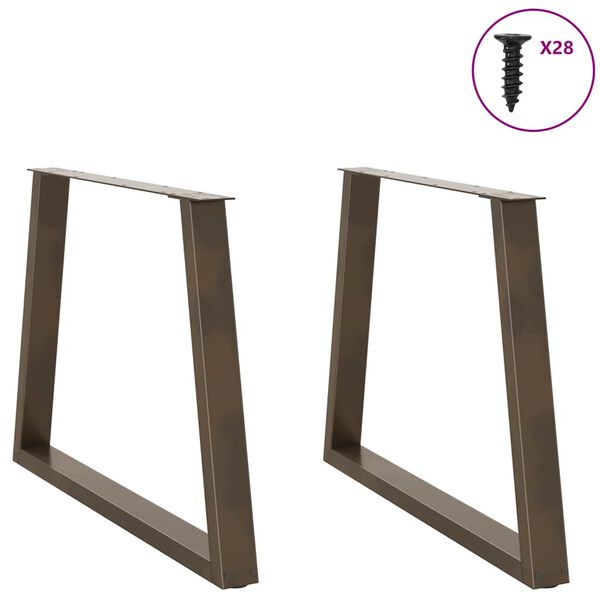 vidaXL P&eacute;s para mesa de jantar em formato de V, 2 pe&ccedil;as, a&ccedil;o natural, 100x(72-73,3) cm, a&ccedil;o