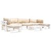vidaXL Sof&aacute;s de paletes jardim 6 pcs almofad&otilde;es cor areia madeira