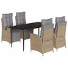 vidaXL 5pcs conj. jantar jardim c/ almofad&otilde;es vime PE bege misturado