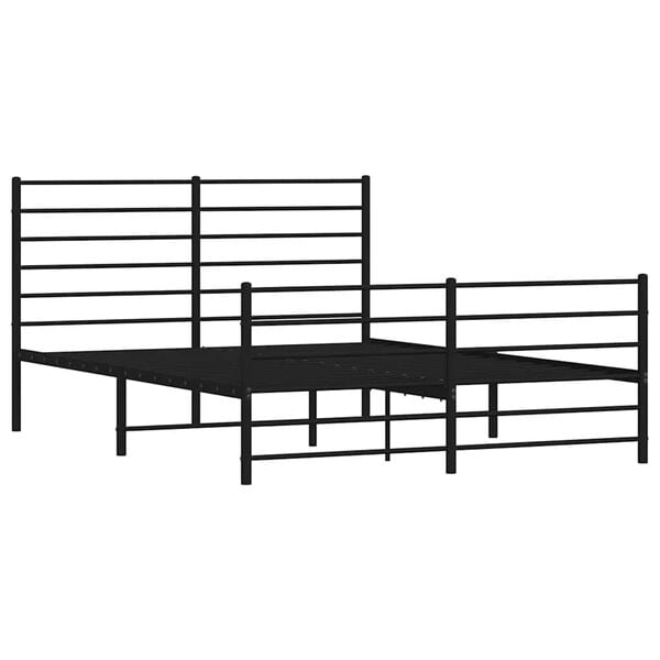vidaXL Estrutura de cama com cabeceira e pés 135x190 cm metal preto
